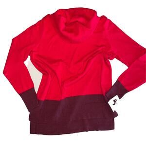 Adyson Parker Red Colorblocked Cowlneck Sweater Size Medium NWT